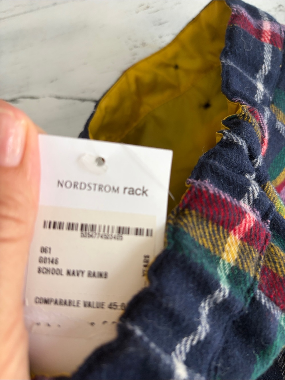 Mini Boden skirt plaid rainbow wool Size 5-6 years old NWT pleated button navy - Picture 9 of 9